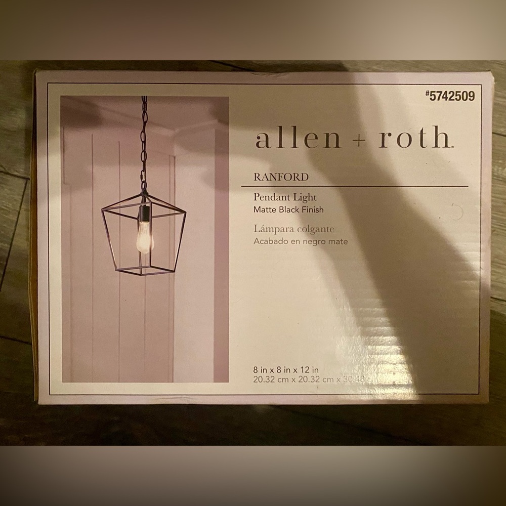 NEW in box Allen + Roth Black Pendant Light